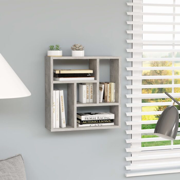 Étagère murale Gris béton 45,1x16x45,1 cm Bois d’ingénierie – Image 1