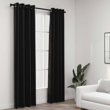 Rideaux occultants Aspect de lin 2 pcs Anthracite 140x245 cm
