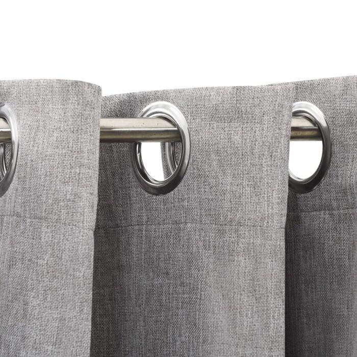 Rideaux occultants Aspect lin avec œillets 2 pcs Gris 140x225cm – Image 2