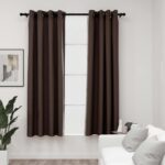 Rideaux occultants Aspect lin avec œillets 2pcs Taupe 140x175cm