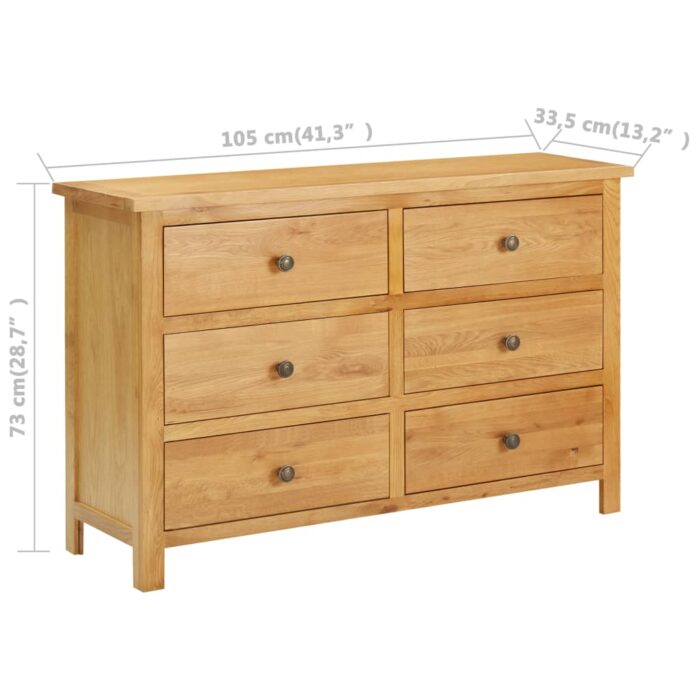 Commode 105x33,5x73 cm Bois de chêne massif – Image 6