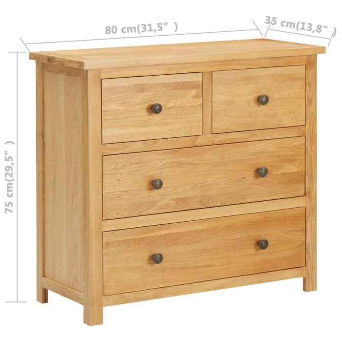 Commode 80x35x75 cm Bois de chêne massif – Image 5