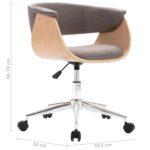 Chaise pivotante de bureau Taupe Bois courbé et tissu – Image 6