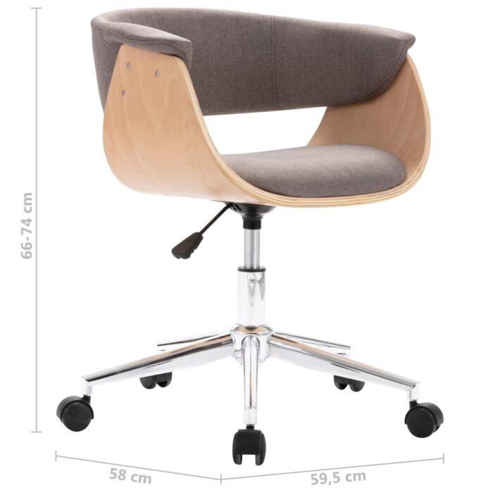 Chaise pivotante de bureau Taupe Bois courbé et tissu – Image 6