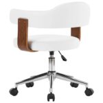 Chaise pivotante de bureau Blanc Bois courbé et similicuir – Image 2