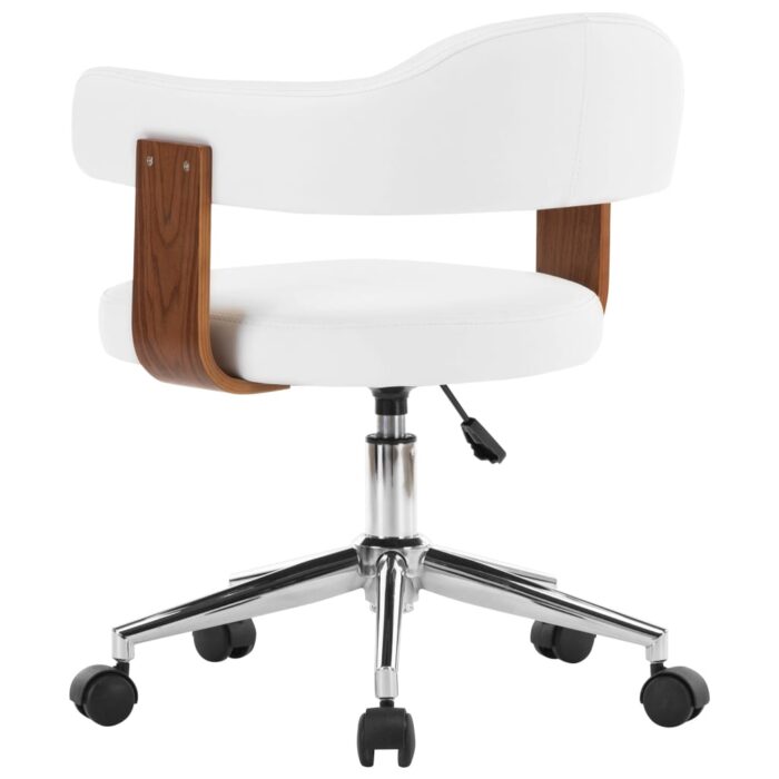 Chaise pivotante de bureau Blanc Bois courbé et similicuir – Image 2