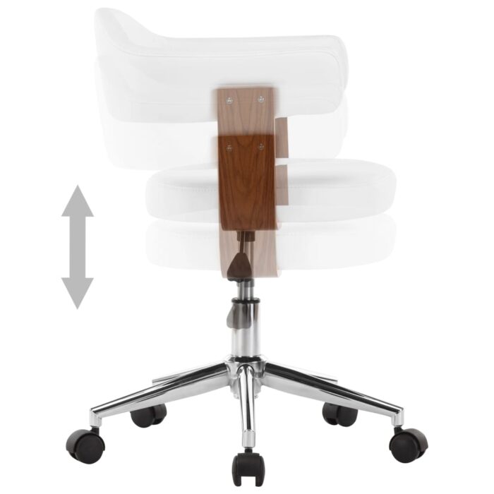 Chaise pivotante de bureau Blanc Bois courbé et similicuir – Image 3