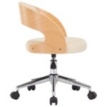 Chaise pivotante de bureau Crème Bois courbé et similicuir – Image 2
