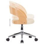Chaise pivotante de bureau Crème Bois courbé et similicuir – Image 4