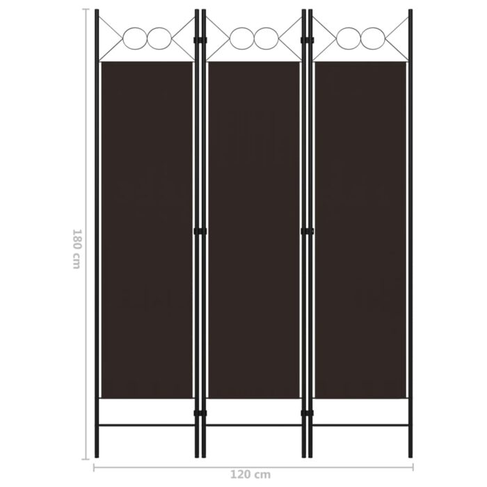 Cloison de séparation 3 panneaux Marron 120x180 cm – Image 5