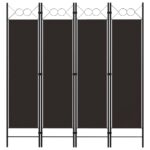 Cloison de séparation 4 panneaux Marron 160 x 180 cm