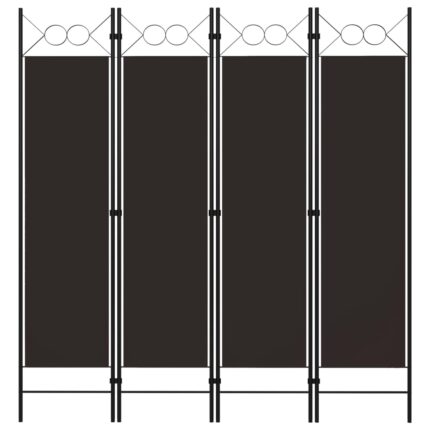 Cloison de séparation 4 panneaux Marron 160 x 180 cm