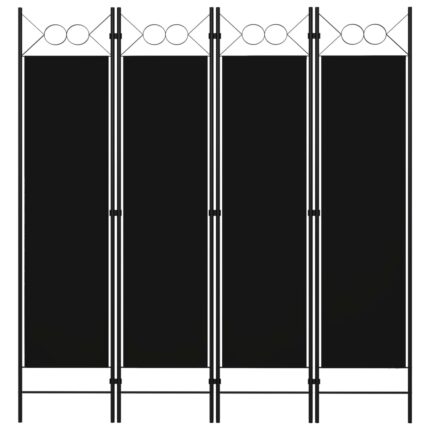 Cloison de séparation 4 panneaux Noir 160 x 180 cm