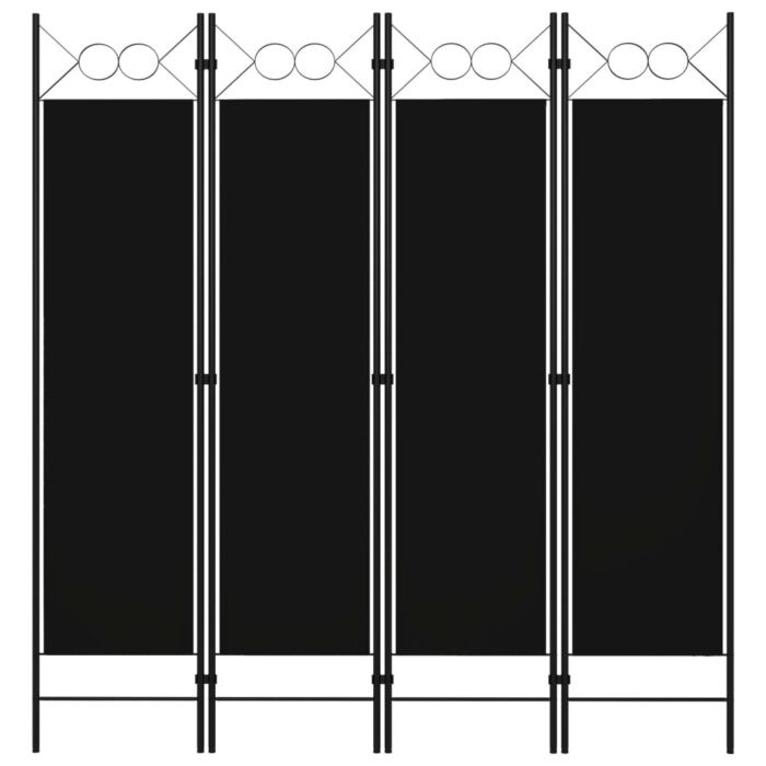 Cloison de séparation 4 panneaux Noir 160 x 180 cm – Image 1