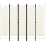 Cloison de séparation 5 panneaux Blanc 200x180 cm