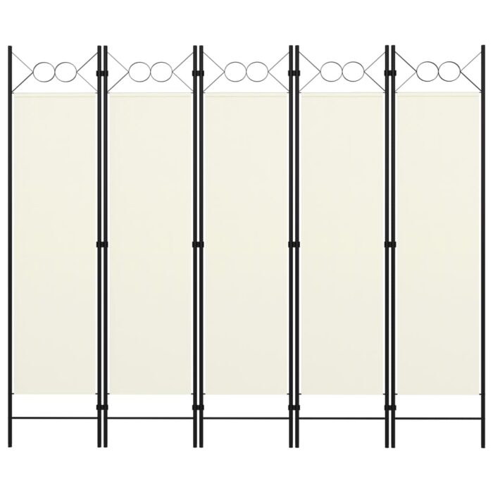 Cloison de séparation 5 panneaux Blanc 200x180 cm – Image 1