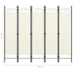 Cloison de séparation 5 panneaux Blanc 200x180 cm – Image 5