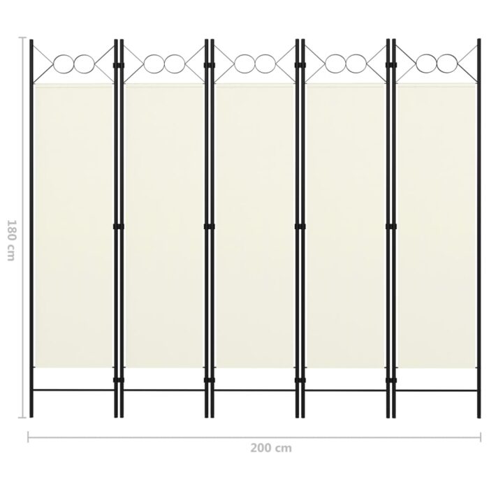 Cloison de séparation 5 panneaux Blanc 200x180 cm – Image 5