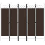 Cloison de séparation 5 panneaux Marron 200x180 cm