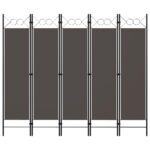 Cloison de séparation 5 panneaux Anthracite 200x180 cm
