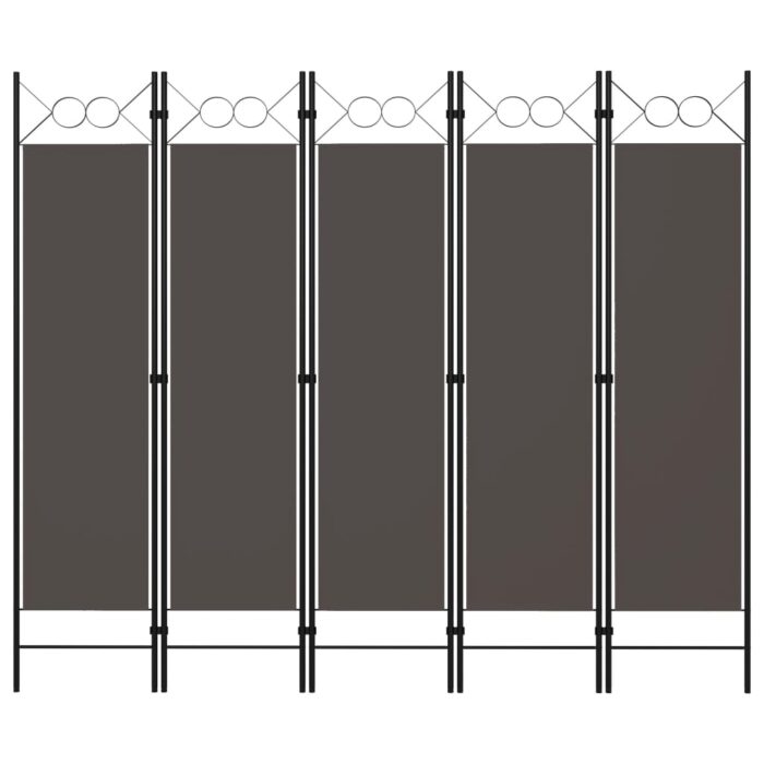 Cloison de séparation 5 panneaux Anthracite 200x180 cm – Image 1