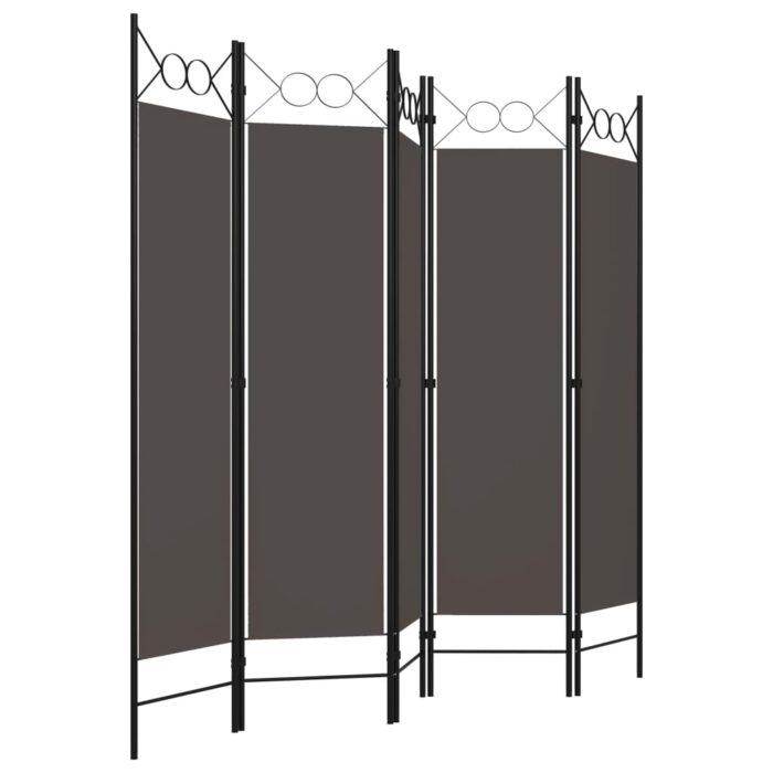 Cloison de séparation 5 panneaux Anthracite 200x180 cm – Image 2