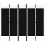 Cloison de séparation 5 panneaux Noir 200x180 cm