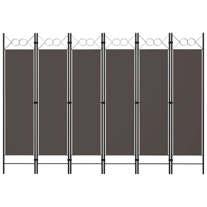 Cloison de séparation 6 panneaux Anthracite 240x180 cm – Image 1