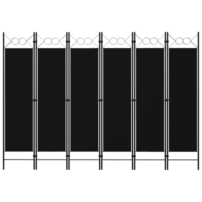 Cloison de séparation 6 panneaux Noir 240x180 cm – Image 1