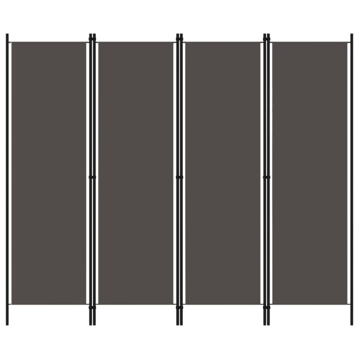 Cloison de séparation 4 panneaux Anthracite 200x180 cm – Image 1