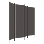 Cloison de séparation 4 panneaux Anthracite 200x180 cm – Image 2