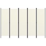 Cloison de séparation 5 panneaux Blanc 250x180 cm