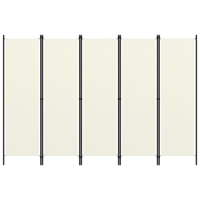 Cloison de séparation 5 panneaux Blanc 250x180 cm – Image 1
