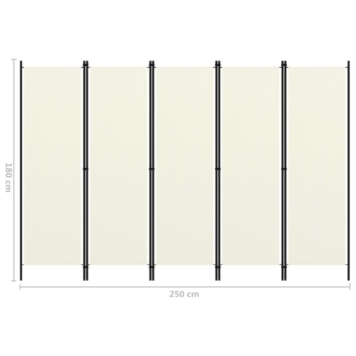 Cloison de séparation 5 panneaux Blanc 250x180 cm – Image 5