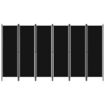 Cloison de séparation 6 panneaux Noir 300x180 cm