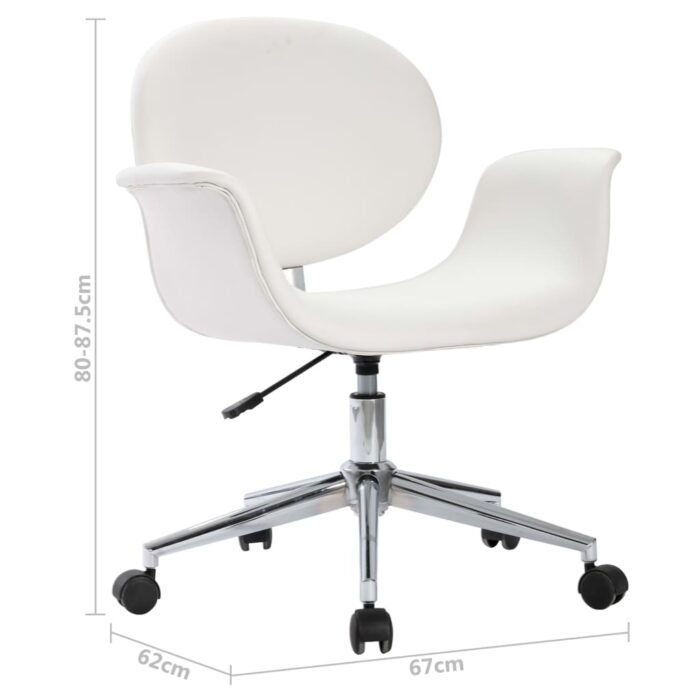 Chaises pivotantes à manger lot de 2 blanc similicuir – Image 7