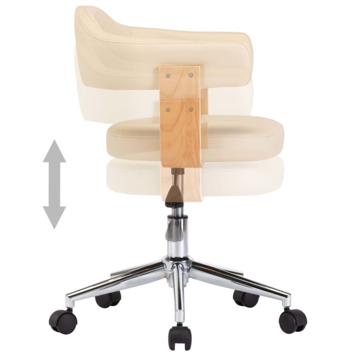 Chaises pivotantes à manger lot de 2 crème similicuir – Image 3