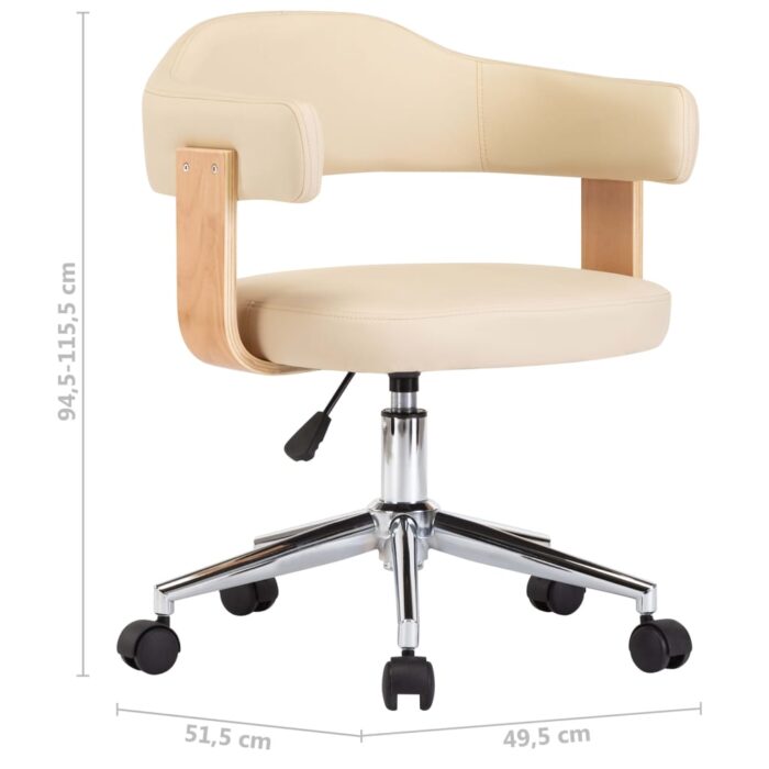 Chaises pivotantes à manger lot de 2 crème similicuir – Image 7