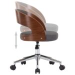 Chaises pivotantes à manger lot de 2 gris bois courbé et tissu – Image 4