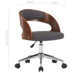 Chaises pivotantes à manger lot de 2 gris bois courbé et tissu – Image 7