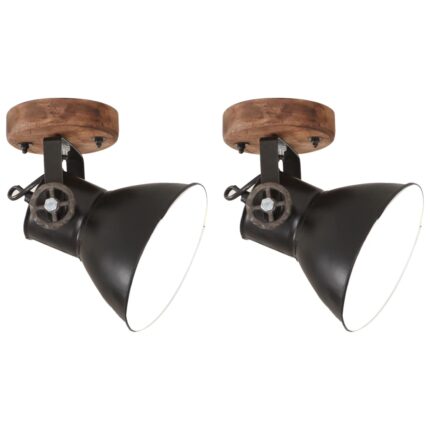 Lampe murale industrielle/de plafond 2 pcs Noir 20x25 cm E27