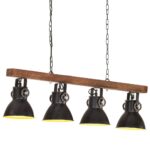 Plafonnier industriel Noir E27 Bois de manguier