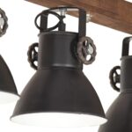 Plafonnier industriel Noir E27 Bois de manguier – Image 6