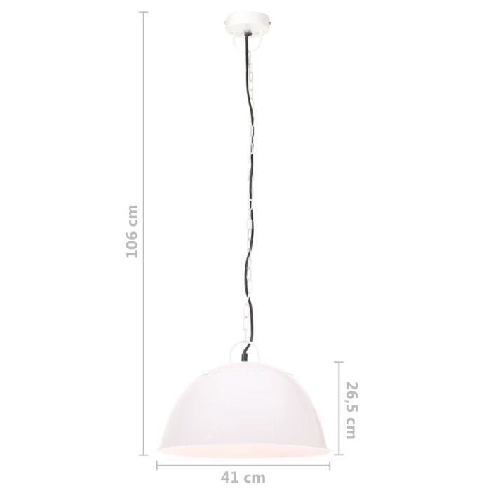 Lampe suspendue industrielle vintage 25 W Blanc Rond 41 cm E27 – Image 10