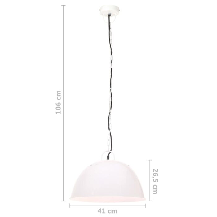 Lampe suspendue industrielle vintage 25 W Blanc Rond 41 cm E27 – Image 9