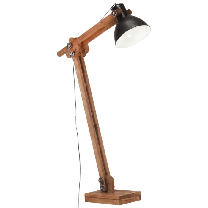Lampadaire Noir Bois de manguier massif E27 – Image 1