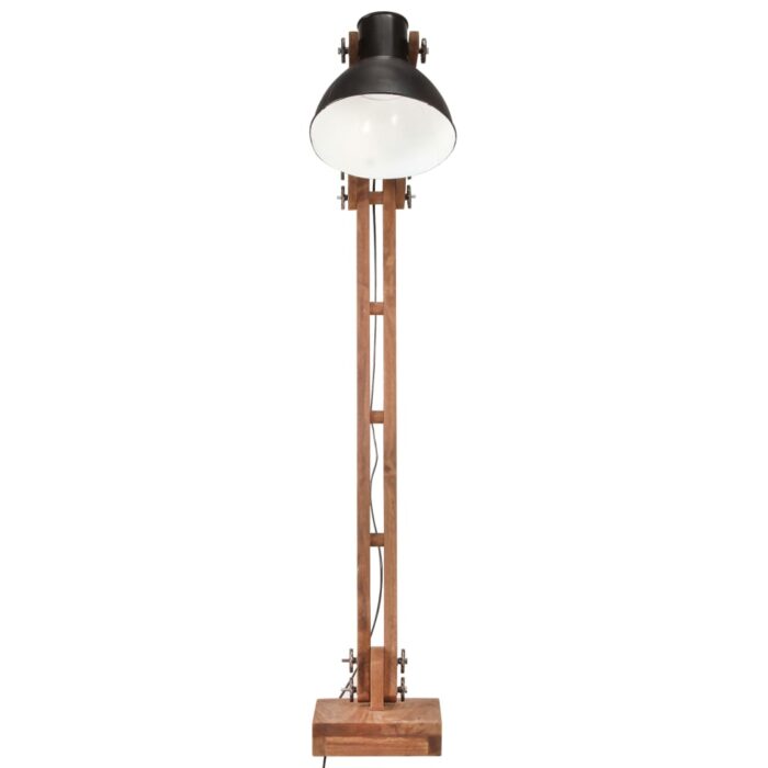 Lampadaire Noir Bois de manguier massif E27 – Image 2