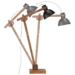 Lampadaire Noir Bois de manguier massif E27 – Image 4