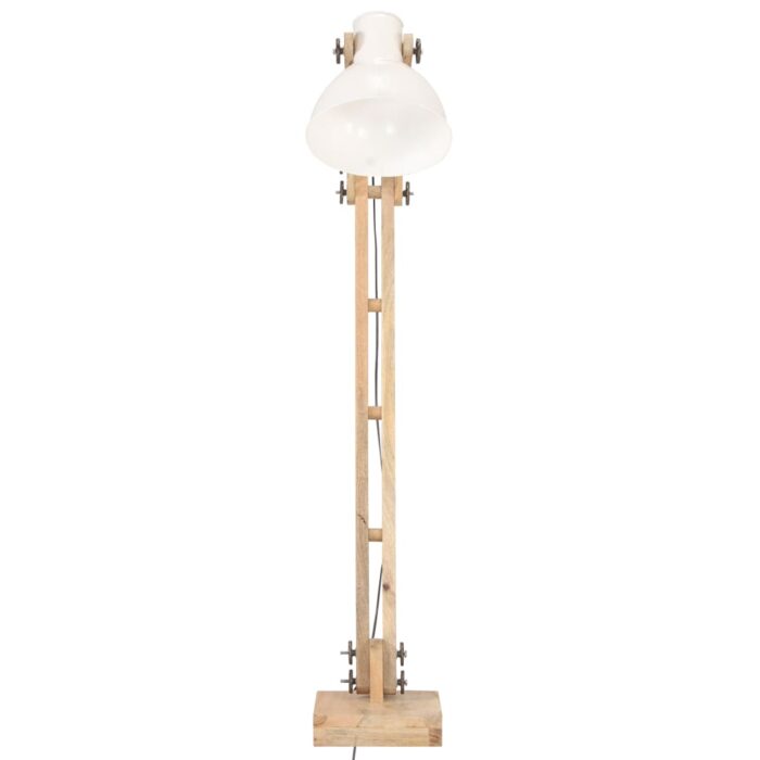 Lampadaire Blanc Bois de manguier massif E27 – Image 2