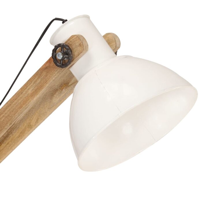 Lampadaire Blanc Bois de manguier massif E27 – Image 5
